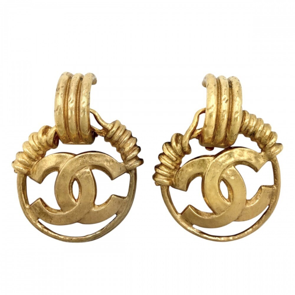 Chanel Earrings for Women, Coco Mark, Vintage, Round, CHANEL GP 94P Gold, App...